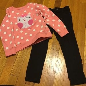 Girls owl matching set size 4t